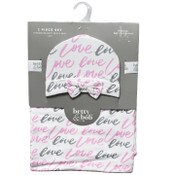 Wholesale - 30"x40" 0-6m LOVE SWADDLE BLANKET W/HAT C/P 48, UPC: 887947101959